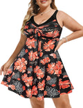 Two Piece Swim Dress Plus Size Tummy Control Floral Swimwear