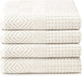 Diamond Jacquard Cream 4 Bath Towels - 700 GSM Organic Cotton