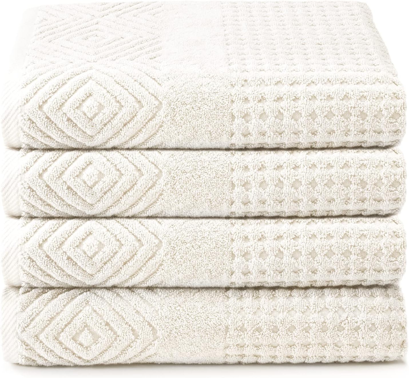 Luxurious 100% Organic Cotton Diamond Jacquard Bath Towels Set
