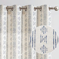 Boho Linen Blend Curtains 63 in Length - Geometric Striped Mudcloth