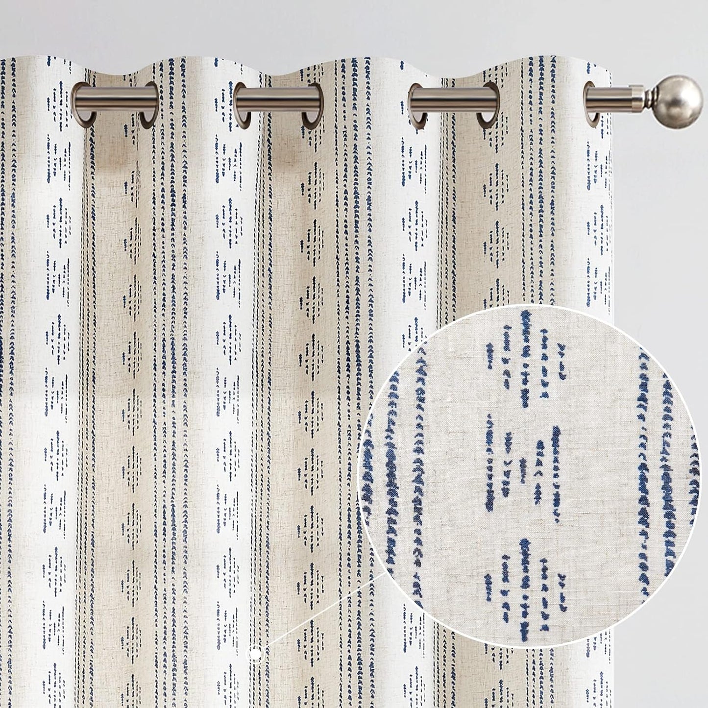 Boho Linen Farmhouse Curtains for Light Filtering Style