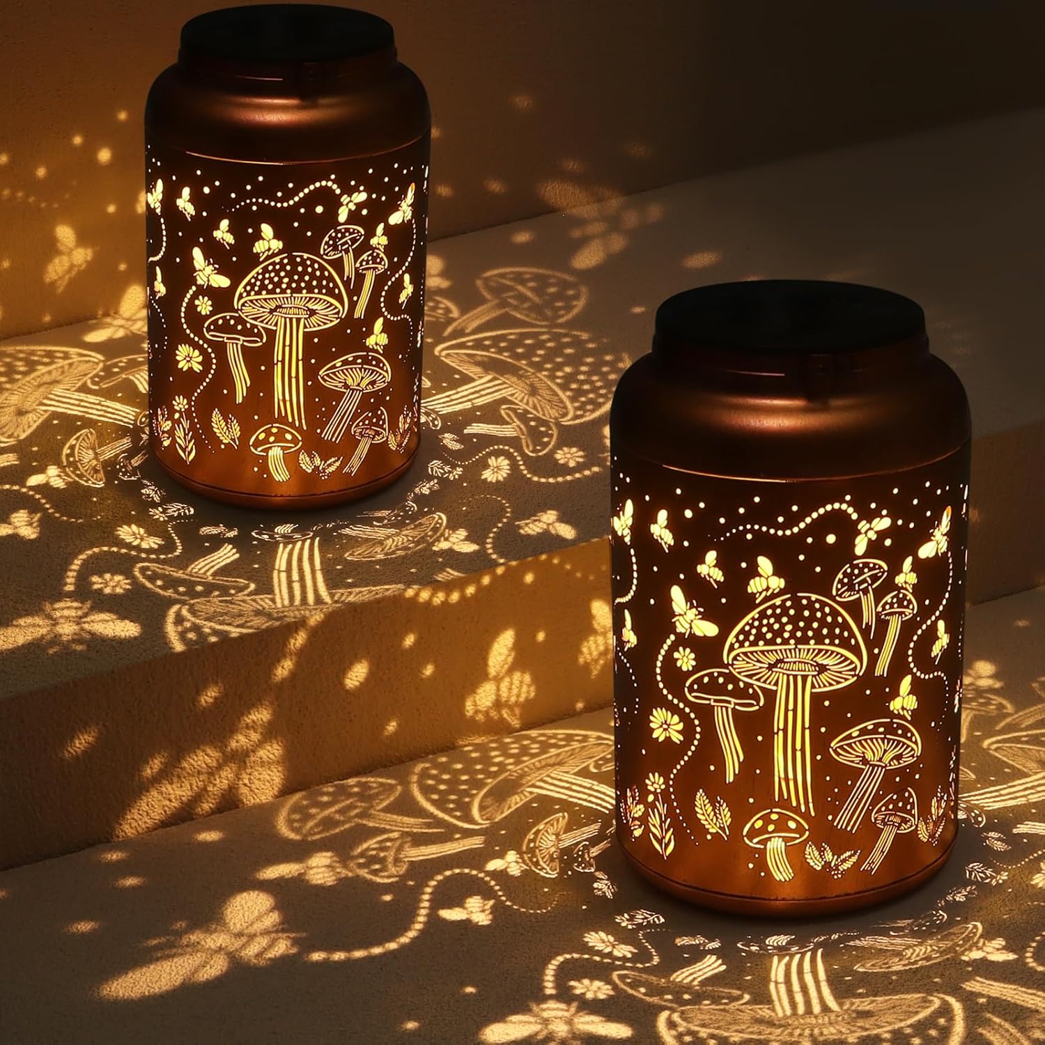 2 Pack Solar Lanterns Outdoor Waterproof for Garden Decor
