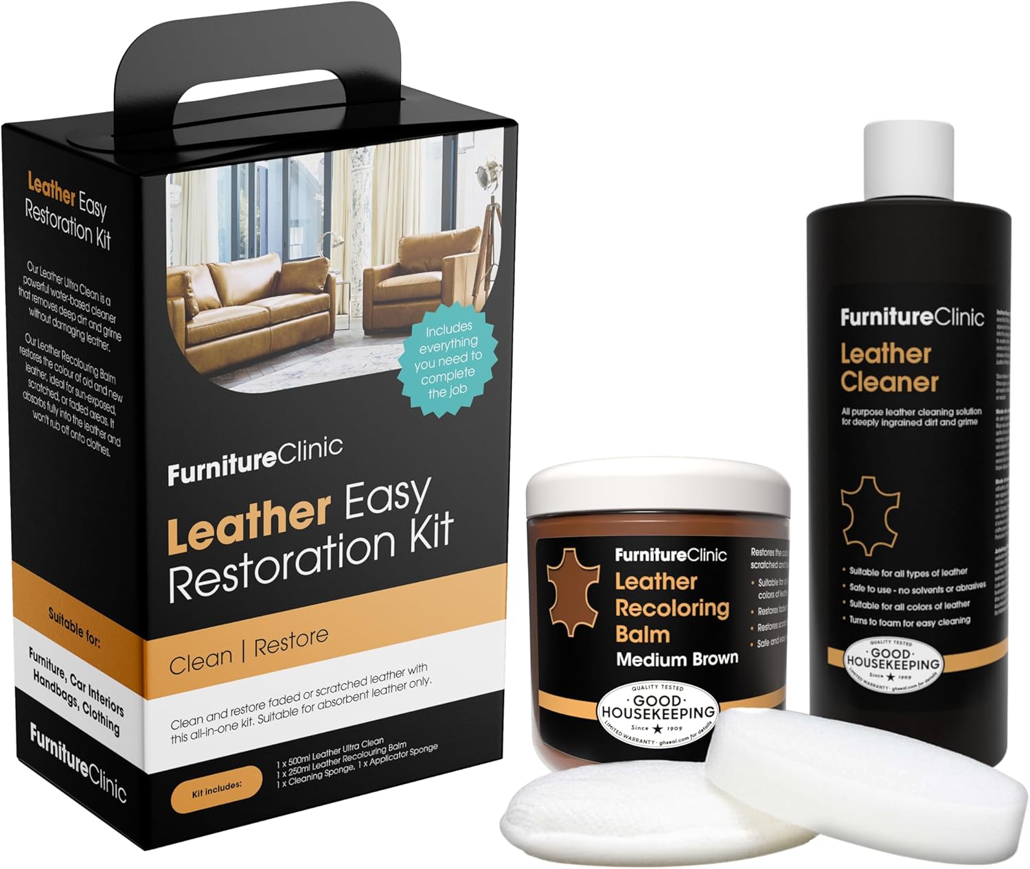 Leather Easy Restoration Kit for Scratched and Faded Furniture