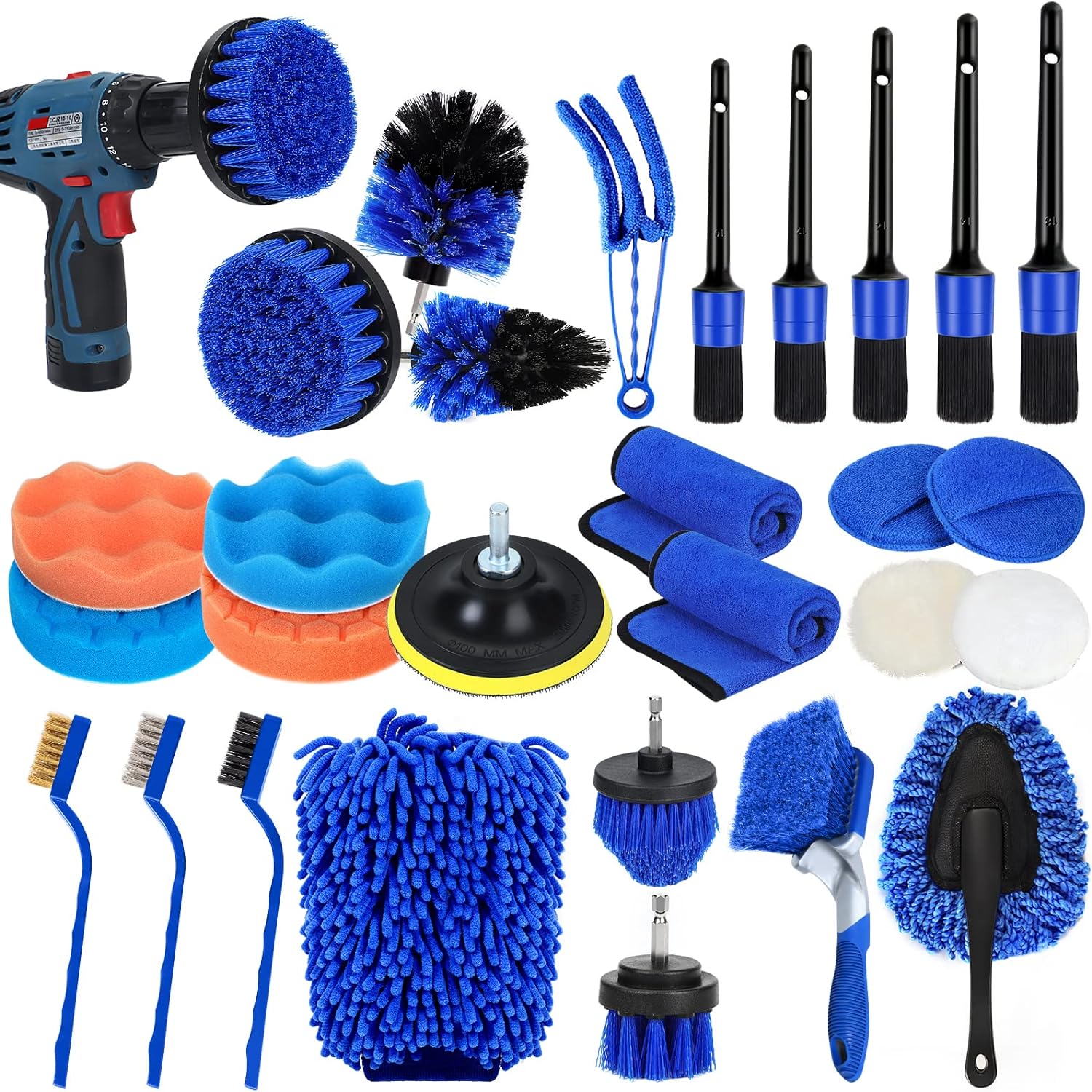 Wontolf 30Pcs Car Detailing Brush Set - Ultimate Cleaning Power!