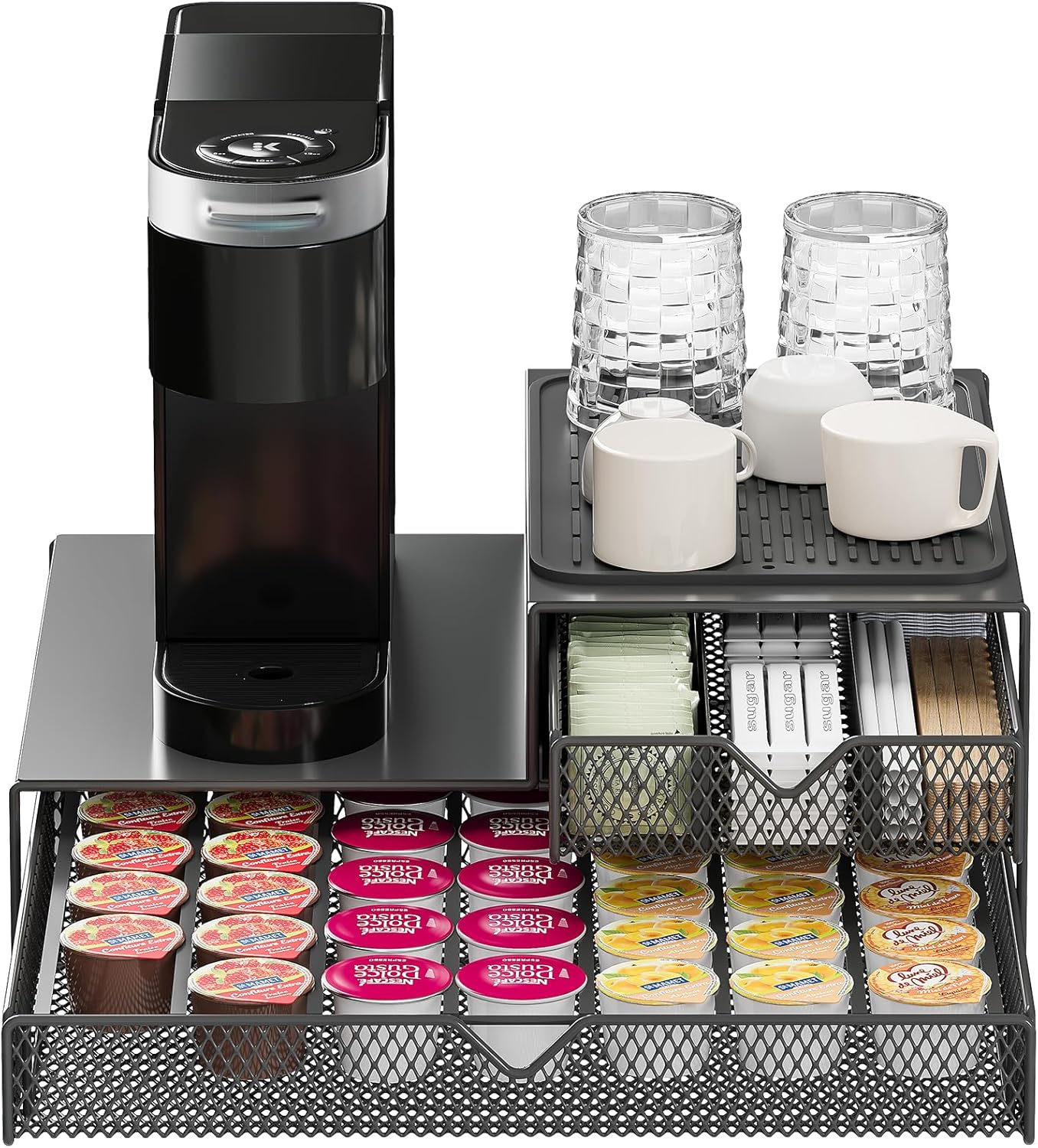 Coffee Maker Countertop Organizer with K Cup Pod Drawers