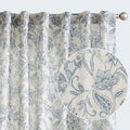 Linen Curtains Farmhouse Blue Floral Print 84in Panels - Light