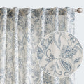 Lazzzy Blue Floral Curtains 108in Linen Back Tab Drapes - Light