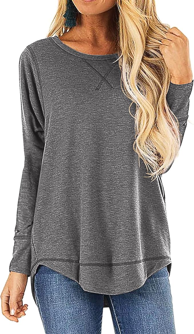 HIYIYEZI Fall Tops for Women Long Sleeve Casual Tunic Style