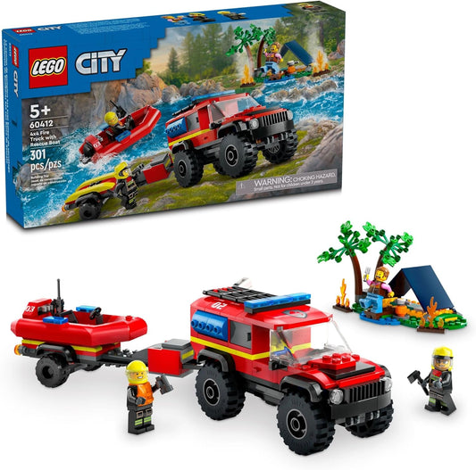 LEGO City Fire Truck & Rescue Boat Playset - Fun Pretend Play for Kids 5+