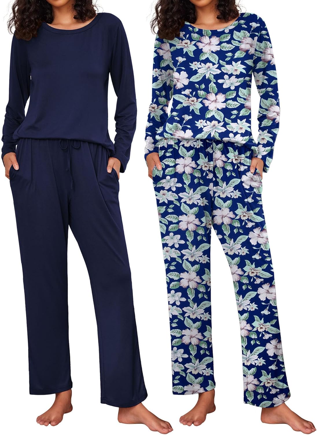 Ekouaer Women's Pajama Set Soft Long Sleeve Sleepwear Loungewear