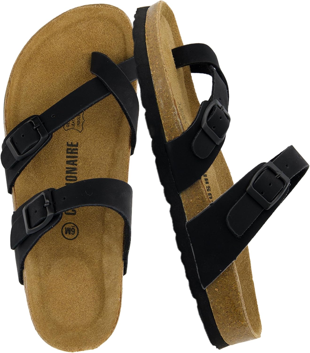 CUSHIONAIRE Women's Luna Cork Footbed Sandal for Everyday Comfort