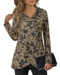 Womens Long Sleeve Tunic Top - Side Button Tulip Hem Pullover