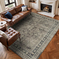 Lessymo 9x12 Area Rug - Machine Washable Vintage Brown Low Pile