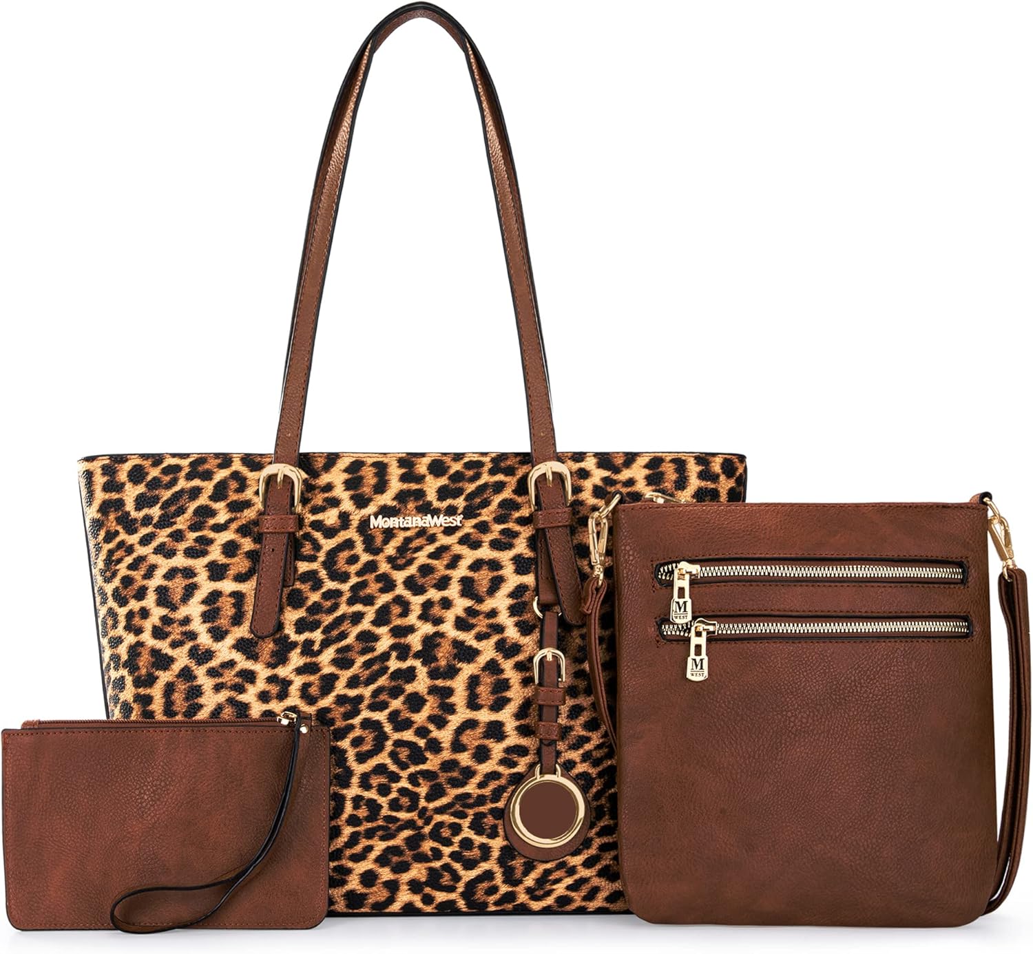 Montana West Purses for Women Tote Bag 3Pcs Set Leopard Print