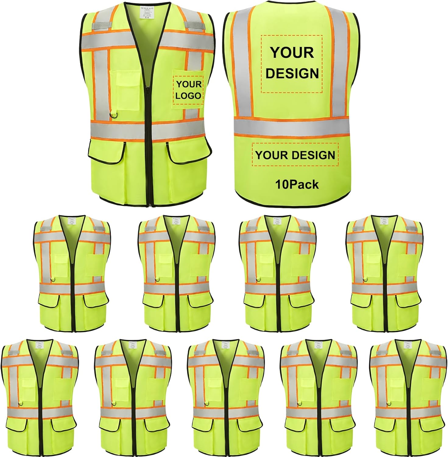 Reflective Vest Class 2 Safety Vests with Pockets and Zipper