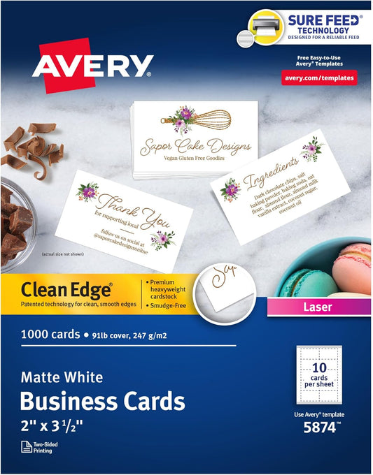 Avery Clean Edge Printable Business Cards for Laser Printers