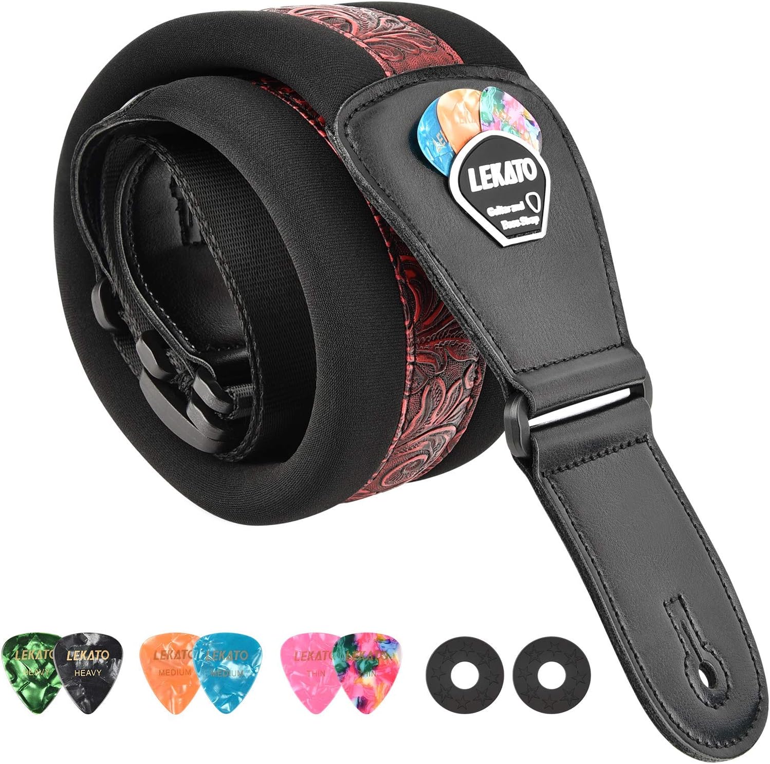 LEKATO Bass Guitar Strap - Padded 3 Wide for Comfort & Security
