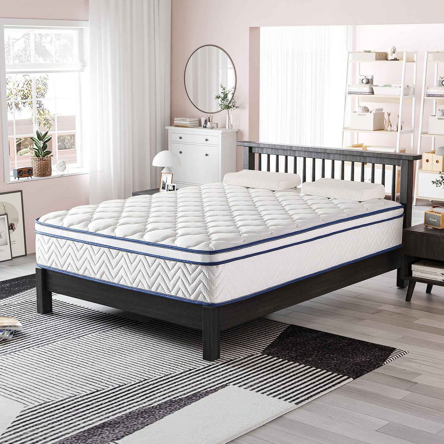 14 Inch Queen Hybrid Mattress with Gel Memory Foam & Springs