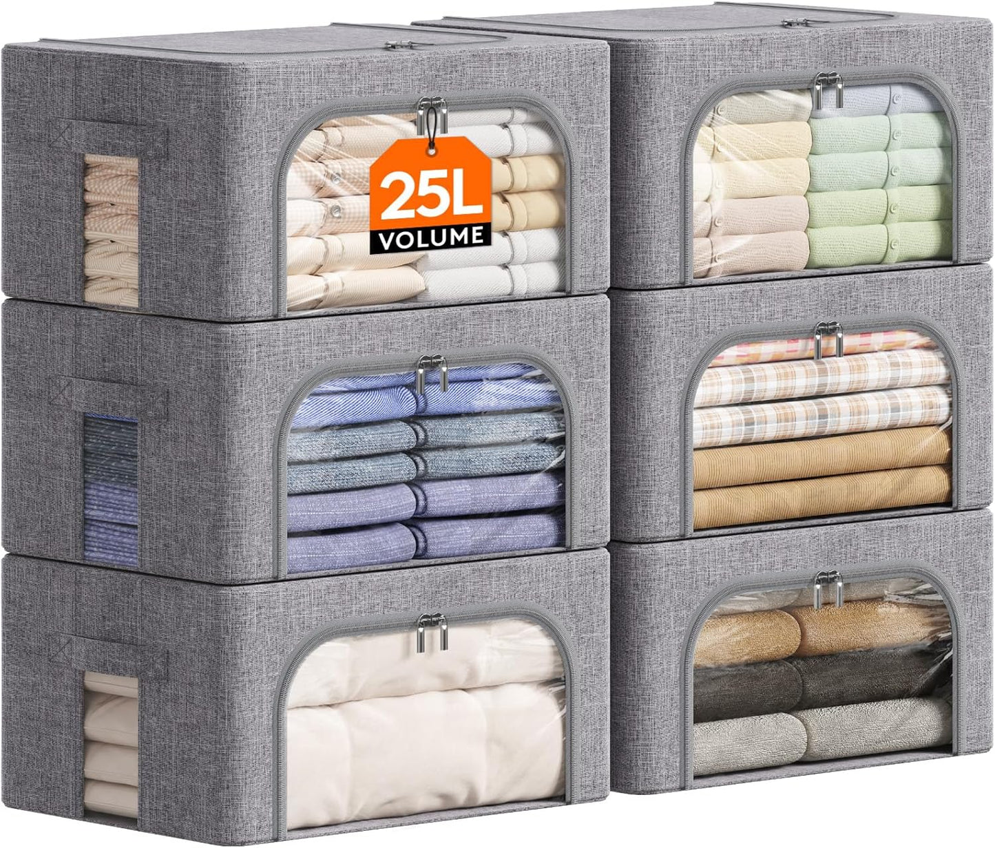 Lifewit Clothes Storage Bins with Metal Frame for Easy Organization