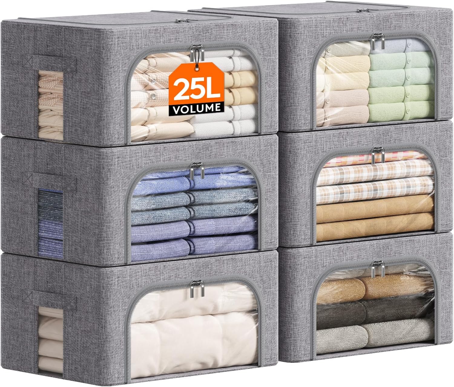 Lifewit Clothes Storage Bins with Metal Frame for Easy Organization