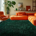 6x9 Green Rugs for Living Room - Dark Green Shag Fluffy Carpet