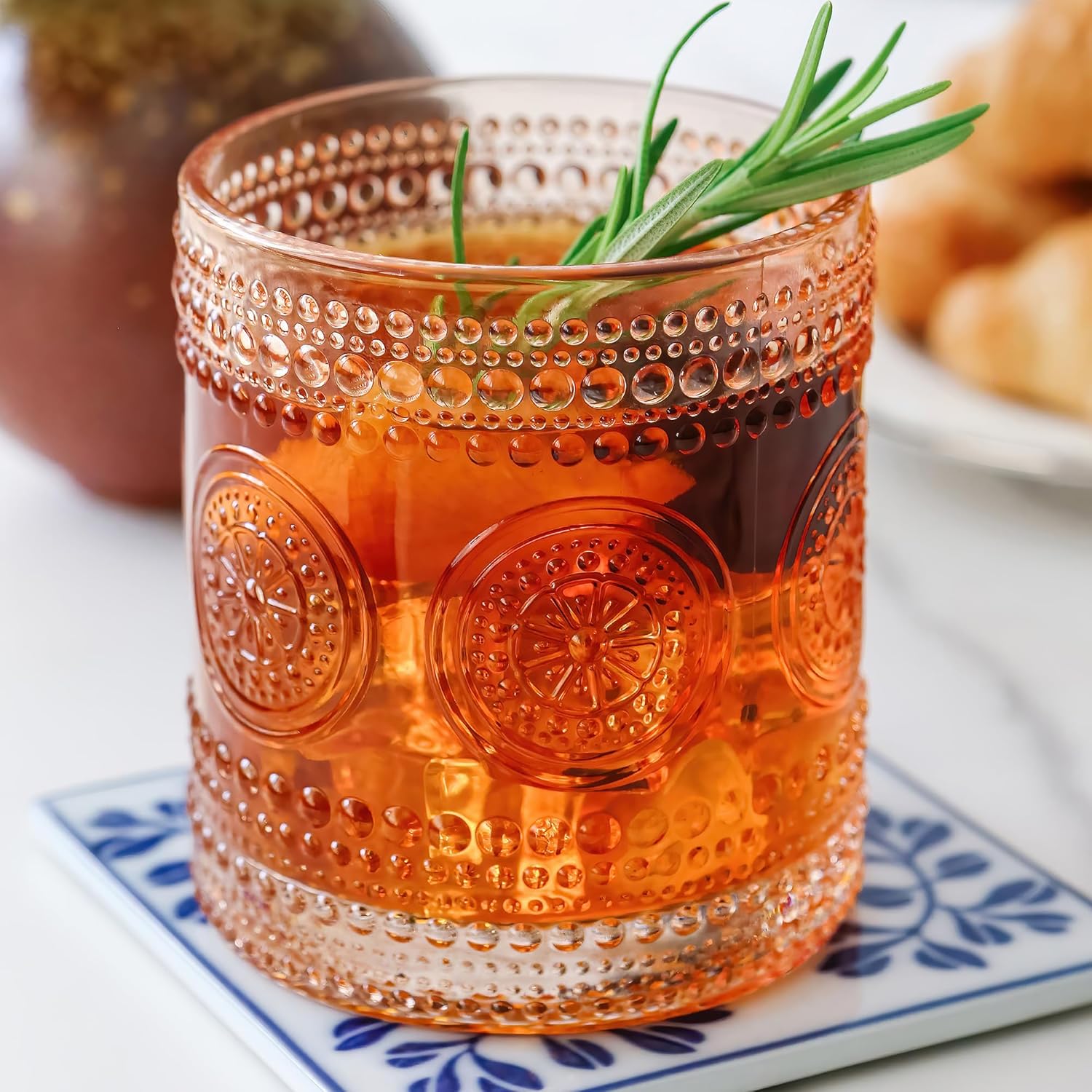 Rose Gold Drinking Glasses Set | Vintage Glassware | Hostess Gift