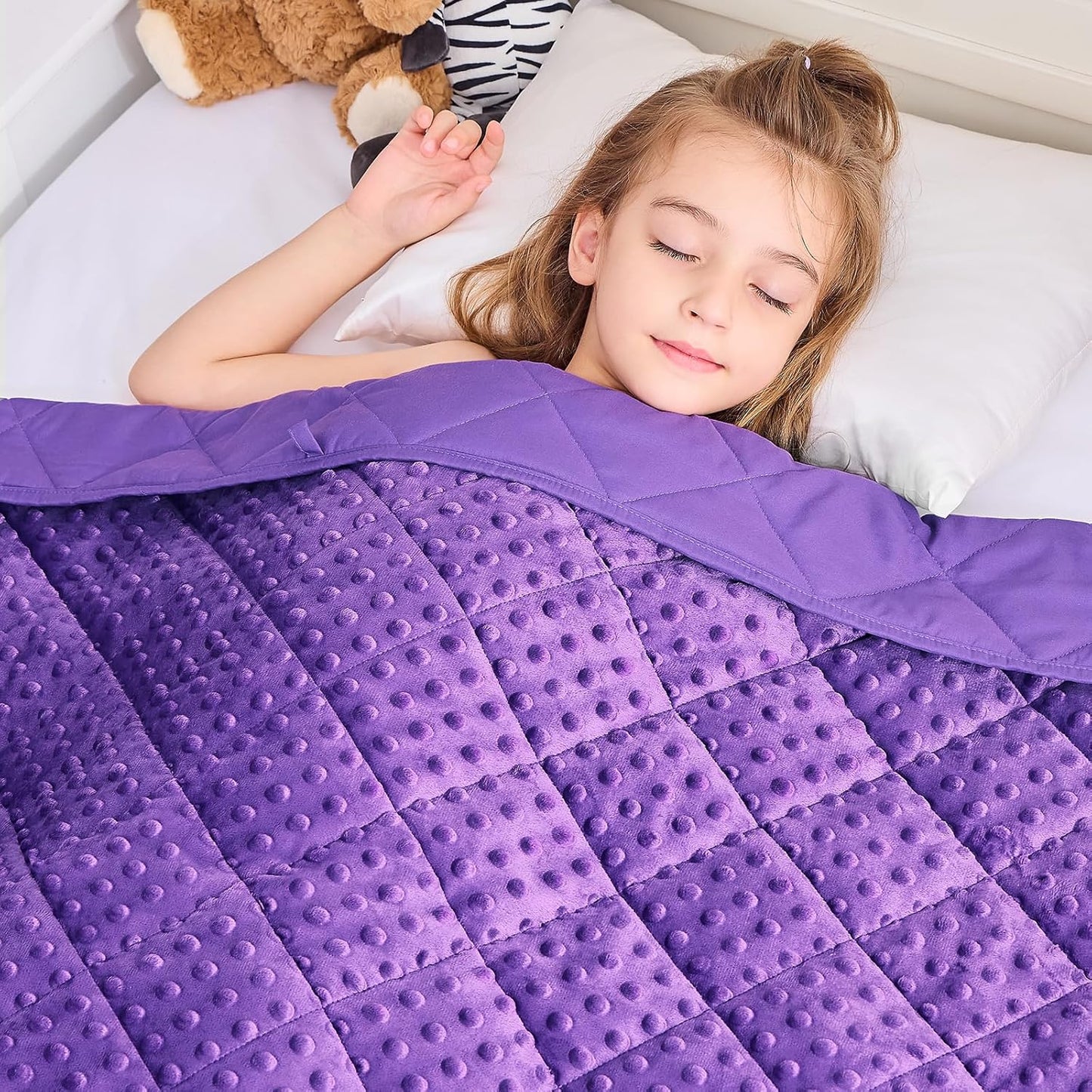 Purple Weighted Blanket for Girls - Minky Heavy Throw 36x48in