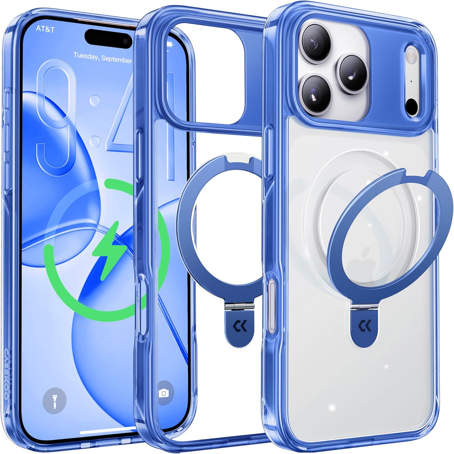 CASEKOO Deep Blue iPhone 17 Pro Case with Magnetic Stand