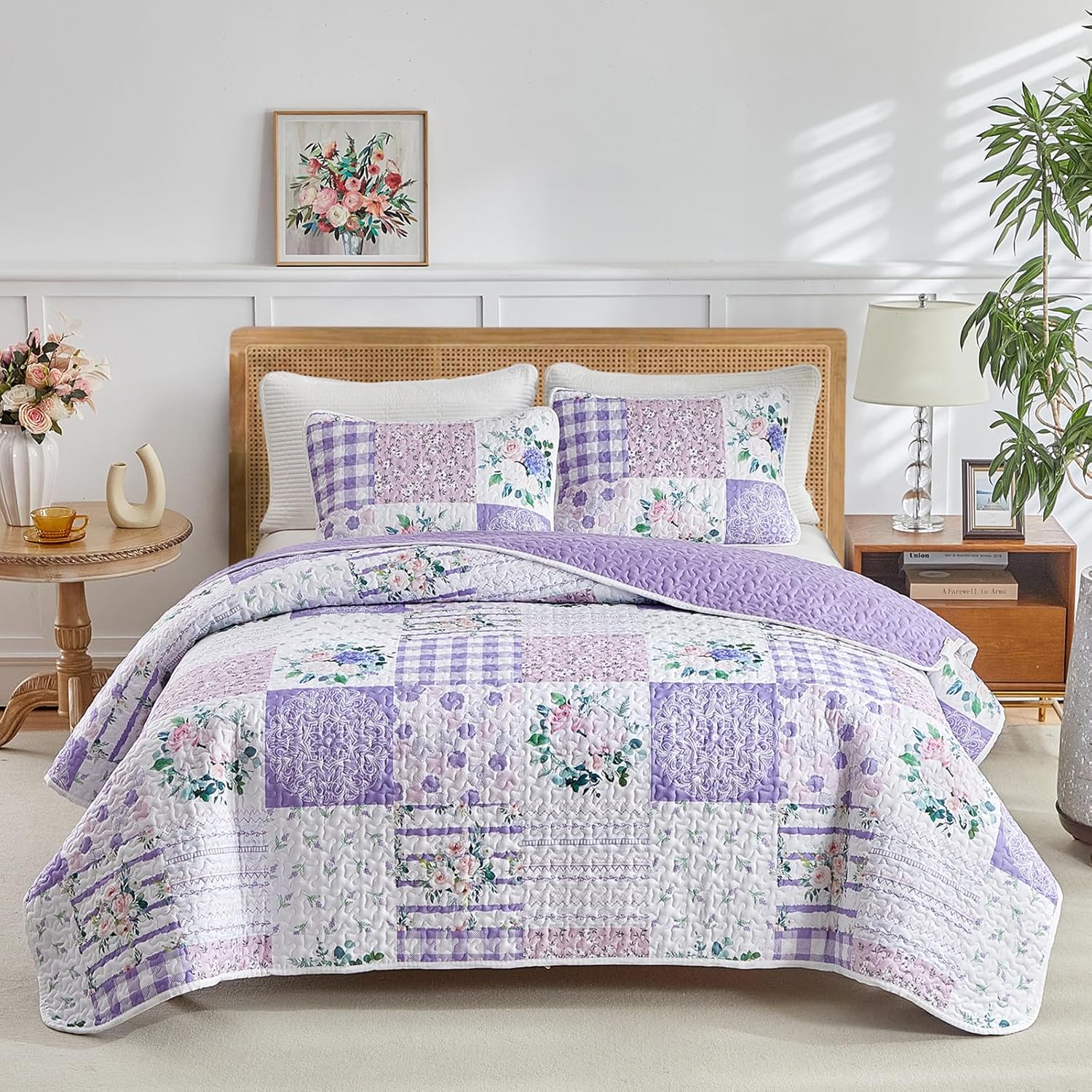 Joyreap Floral Patchwork Quilt Set California King for All Seasons