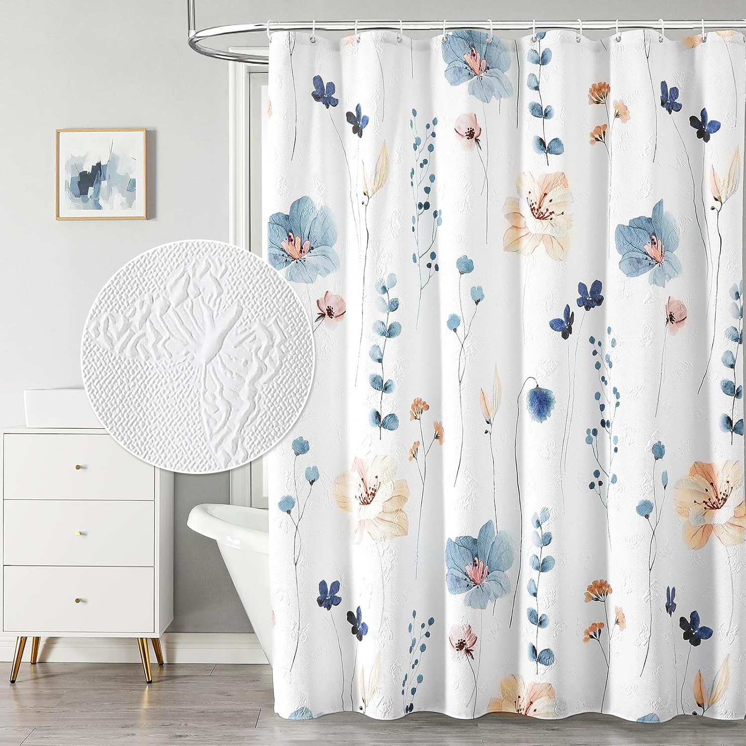 QiyI Extra Long Shower Curtain 72 x 84 for Modern Bathrooms