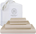 600 Thread Count King Cotton Sheets Set - Beige, Deep Pocket 16in