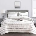 DURLENGEN White Quilt Set King Size 3Pcs - Boho Geometric Coverlet
