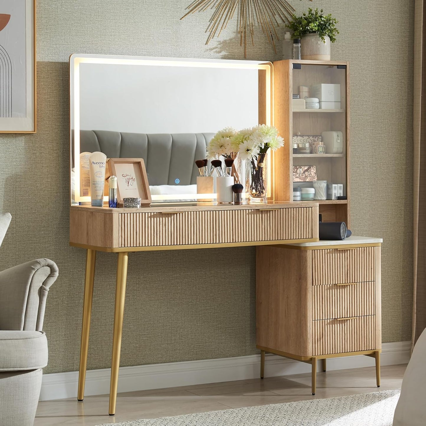 36 HD Lighted Mirror on T4TREAM Vanity Desk