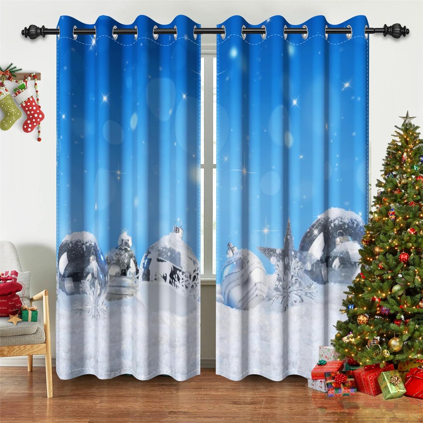 Snowy Christmas Magic Curtains - 2 Panels Set
