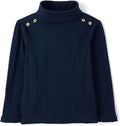 Girls Long Sleeve Turtleneck Cotton Pointelle Top - Soft Rib