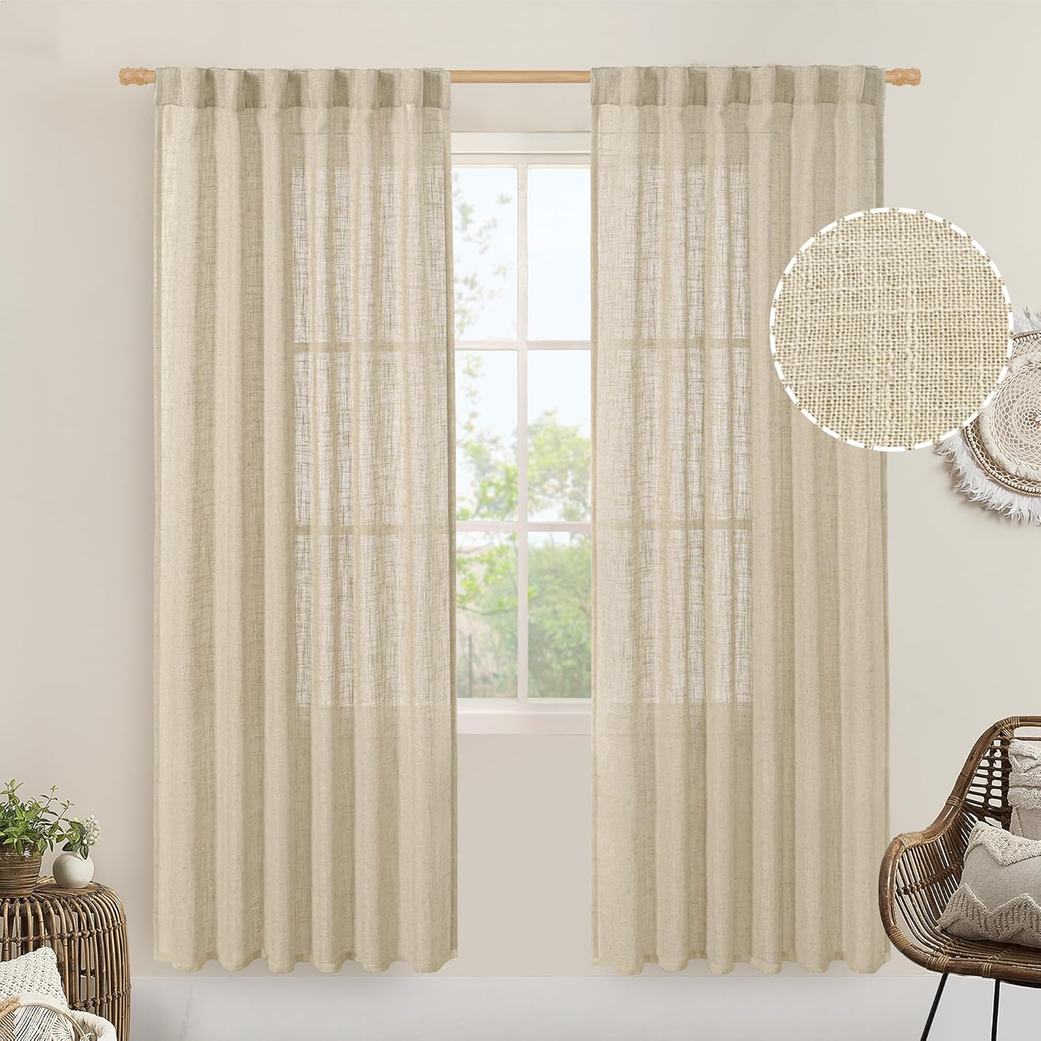 Light Filtering Linen Curtains for Bedroom and Living Room Decor