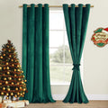 Dark Green Blackout Velvet Curtains 84 in - Heavy Duty Thermal Panels