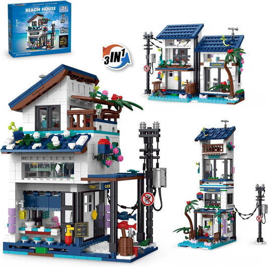 3 in 1 Vacation Beach House Building Set for Creative Play