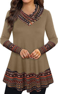 Women's Cowl Neck Tunic Long Sleeve A-Line Top - Flattering Fit