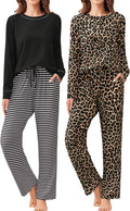 Ekouaer 2 Pack Women Pajama Long Sleeve Set S-XXL - Soft Loungewear