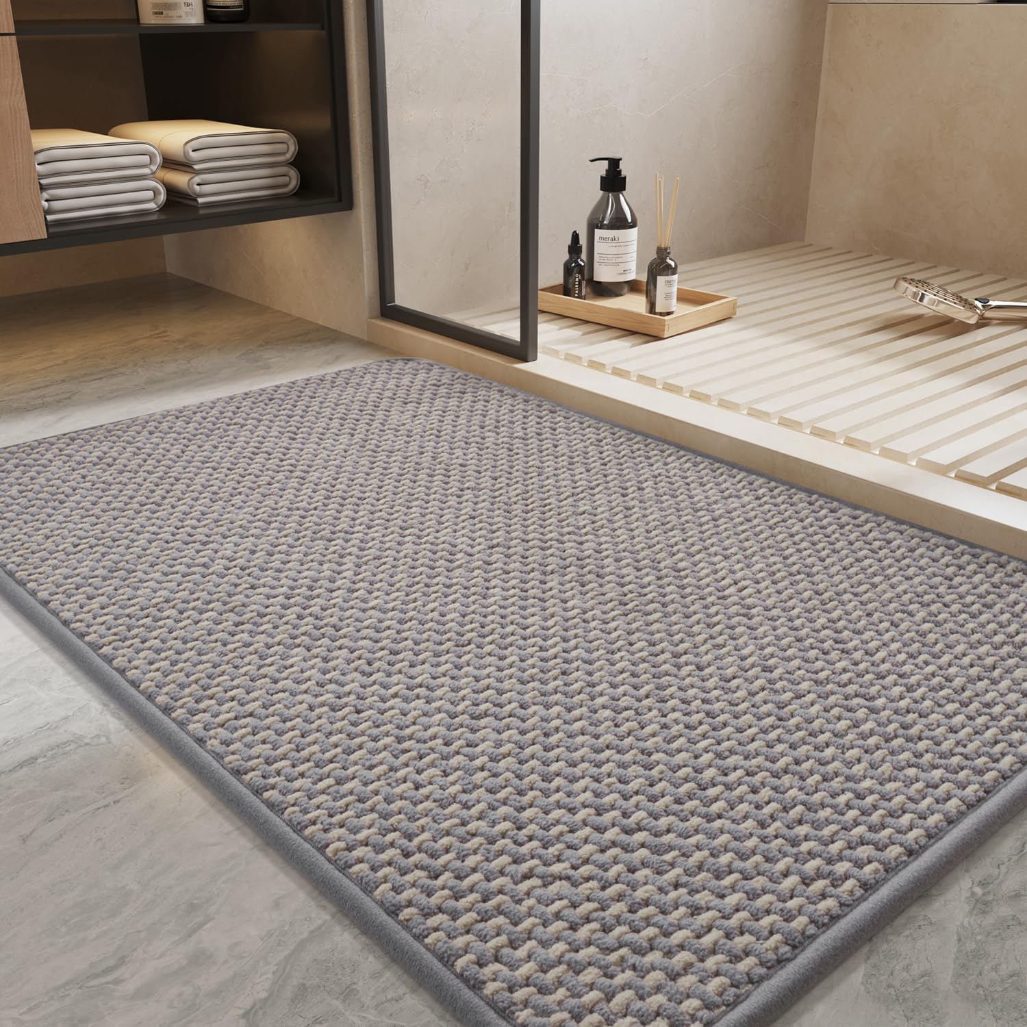 Super Absorbent Chenille Bath Mat for Non Slip Safety and Style