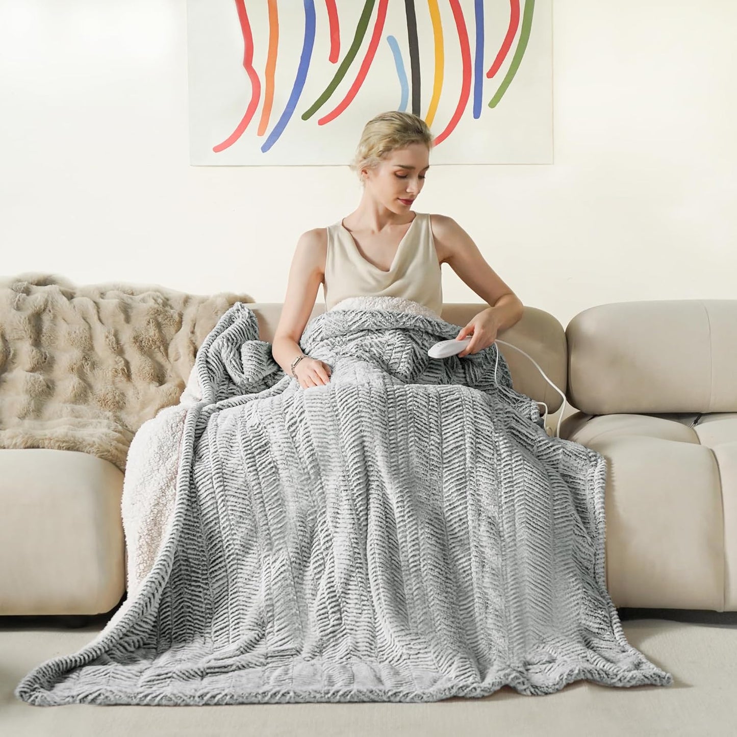 Cozy Soft Heated Blanket 50in x 60in with 5 Heating Levels