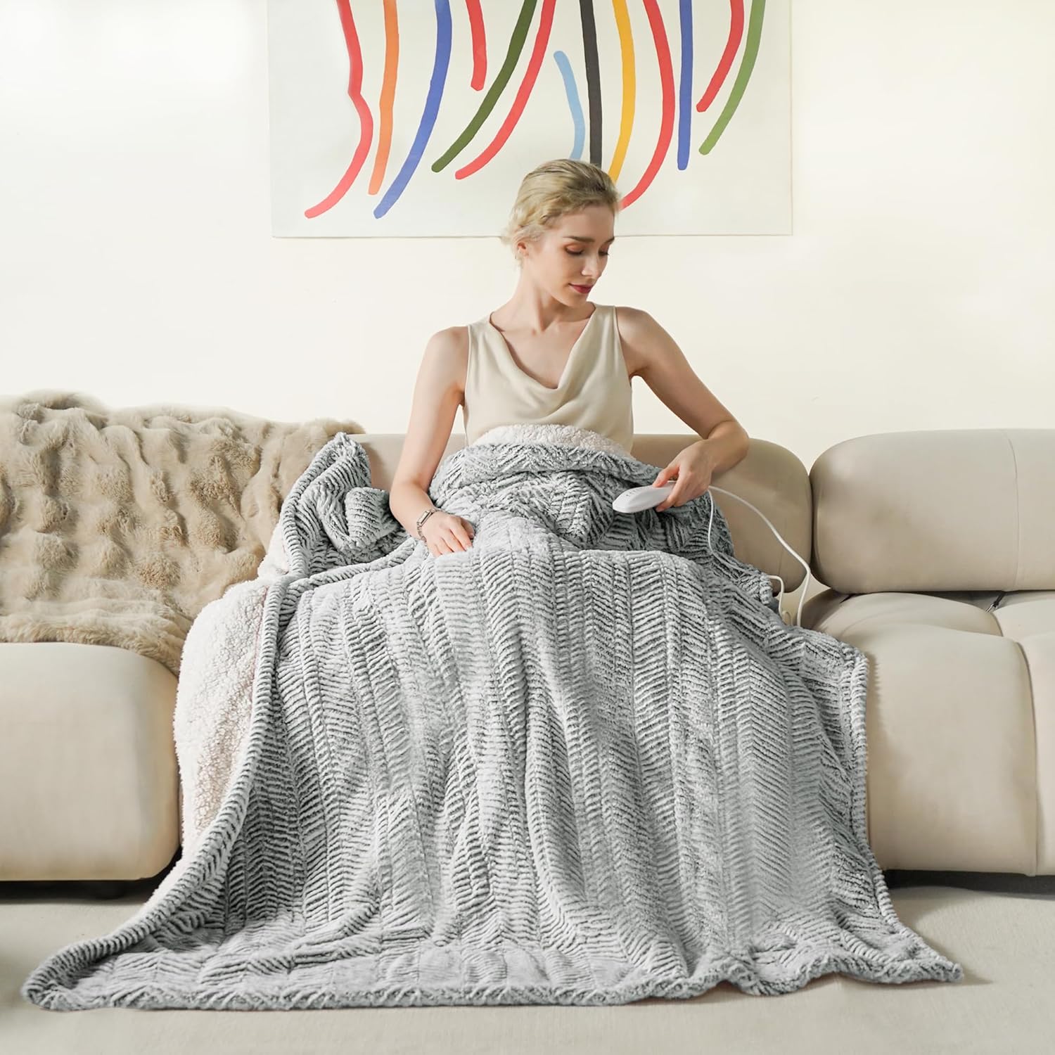 Cozy Soft Heated Blanket 50in x 60in with 5 Heating Levels