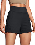 CRZ YOGA Women's Lightweight Mid Rise Hiking Shorts 4in - Stretch side