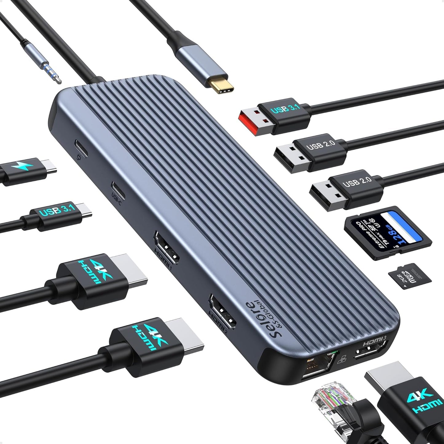 USB C Docking Station with 3 HDMI Ports for Triple Displays