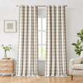 Beige White Full Blackout Buffalo Plaid Curtain Panels 90in - Room