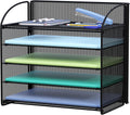 5-Tier Letter Tray Paper Organizer with Handle - Space-Saving Desk