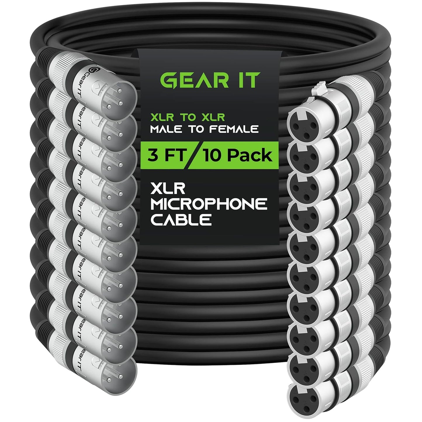 GEARit XLR Male to Female Microphone Cable - 3 Feet