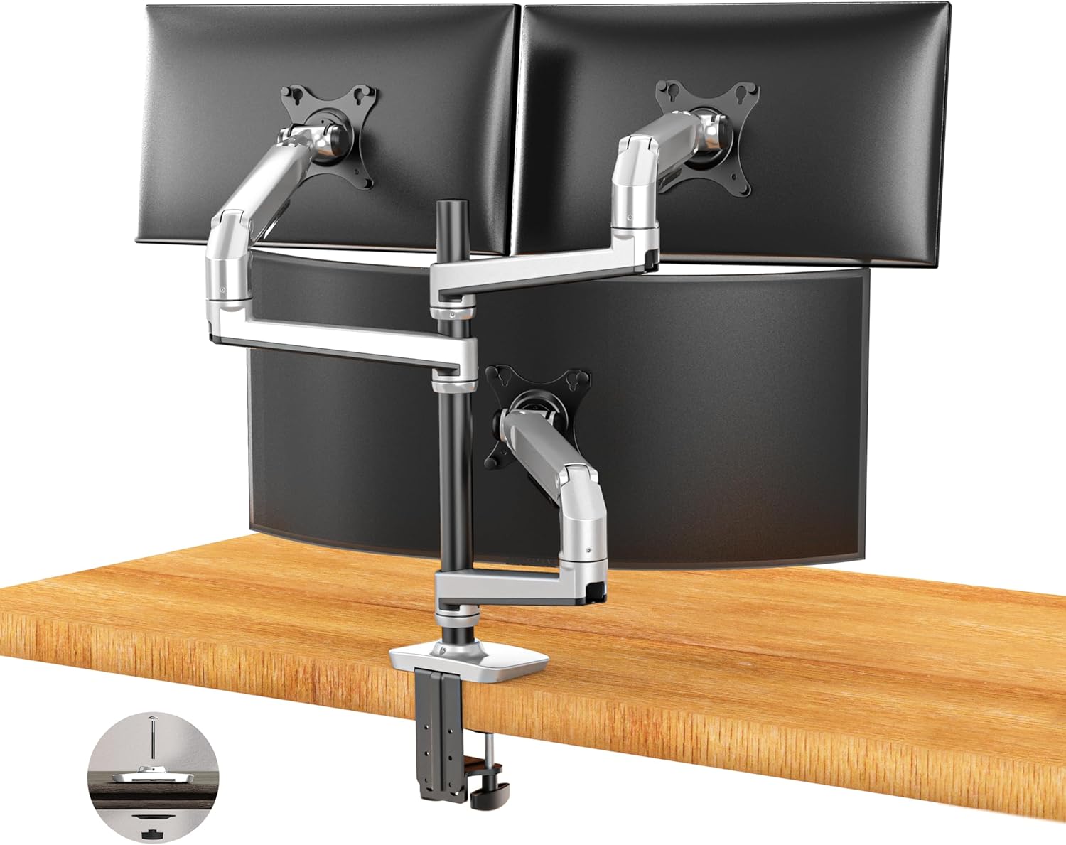 Triple Monitor Mount for 40 Inch Screens, Fully Adjustable Design