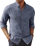 Mens Classic Fit Linen-Cotton Shirt for Men - Button Down Long Sleeve